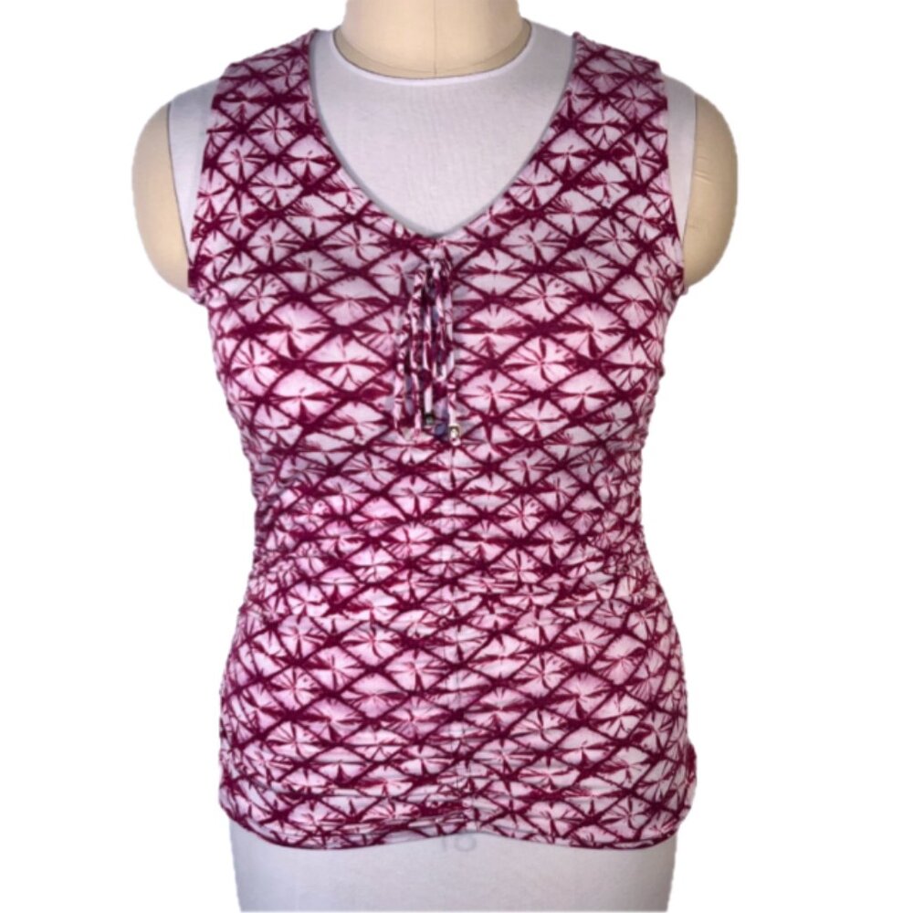 Michael Kors - Women's L Tank Top Tie Dye Repeat Pattern Wrap V-Neck Stretch